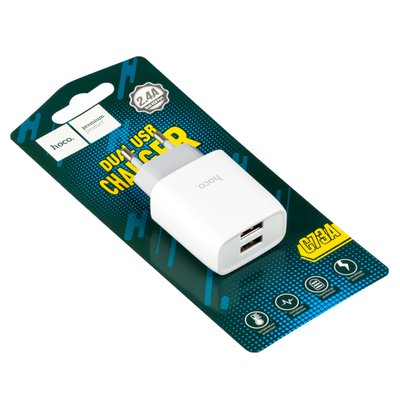 Зарядний пристрій HOCO C73A 2 х USB 2.4 А біле 00-00023739 фото