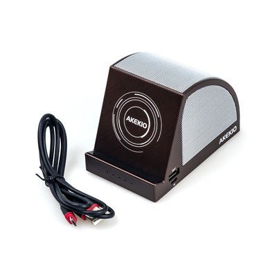 Колонка Bluetooth-Power Bank AKEKIO BT-A1 5000mAh (беспроводная зарядка) коричневая 00-00020050 фото