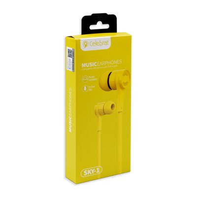 Навушники CELEBRAT SKY-1 вакуумні з гарнітурою, жовті 00-00020795 фото