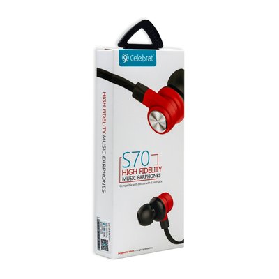 Навушники CELEBRAT S70 вакуумні з гарнітурою, червоні 00-00020129 фото