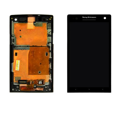 Дисплей SONY LT26/LT26i Xperia S с черным тачскрином и рамкой оригинал 00-00001462 фото