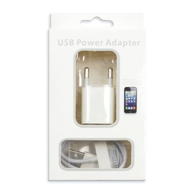 Зарядний пристрій USB Nano 2 в 1 (адаптер + кабель iPhone 4/4S/3GS/iPod) 00-00011434 фото