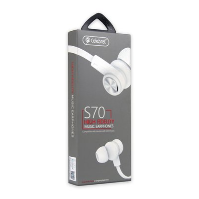 Навушники CELEBRAT S70 вакуумні з гарнітурою, білі 00-00018181 фото