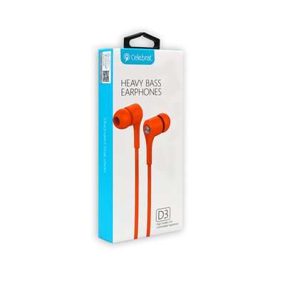 Навушники CELEBRAT D3 вакуумні з гарнітурою, помаранчеві 00-00017409 фото