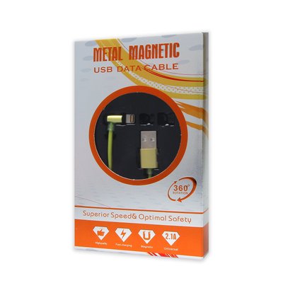 Кабель USB-iPhone 5/6/iPad Metal Magnetic 360° 2.1 A магнітний зелений 00-00017689 фото