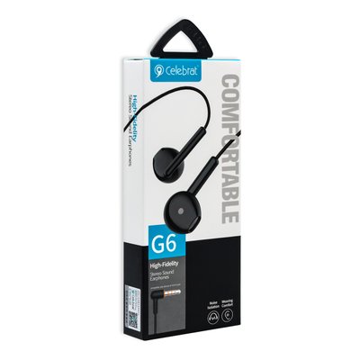 Навушники CELEBRAT G6 не вакуумні, чорні 00-00020127 фото