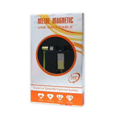 Кабель USB - Type-C Metal Magnetic 360° 2.1A магнитный зеленый 00-00017694 фото