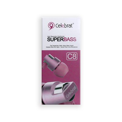 Наушники CELEBRAT C8 вакуумные с гарнитурой, розовые 00-00015761 фото