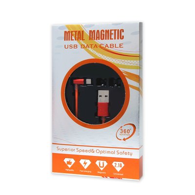 Кабель USB Type C Metal Magnetic 360° 2.1 A магнітний червоний 00-00017695 фото