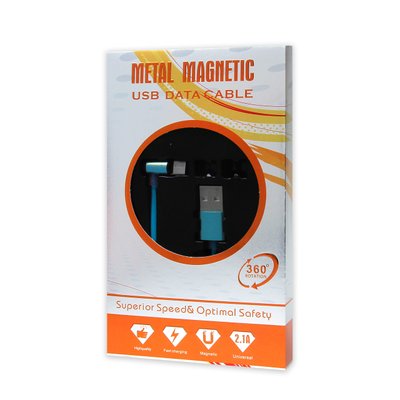 Кабель USB - Type-C Metal Magnetic 360° 2.1A магнитный синий 00-00017696 фото